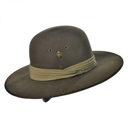 Akubra | Aussie Slouch Open Crown Fur Felt Hat | 131706 | under | KHAKI