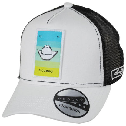 Larry Mahan Hats | Loteria El Gorrito Snapback Trucker Baseball Cap | 221325 | lead | WHITE