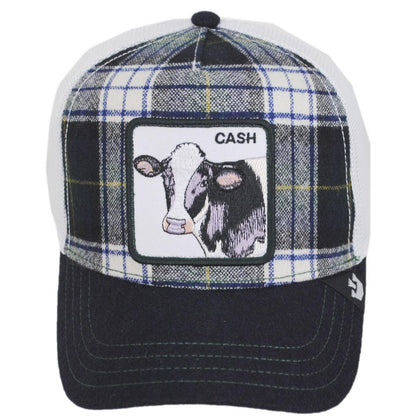 Goorin Bros | Cow British Plaid Mesh Trucker Snapback Baseball Cap | 200661 | front | NAVY