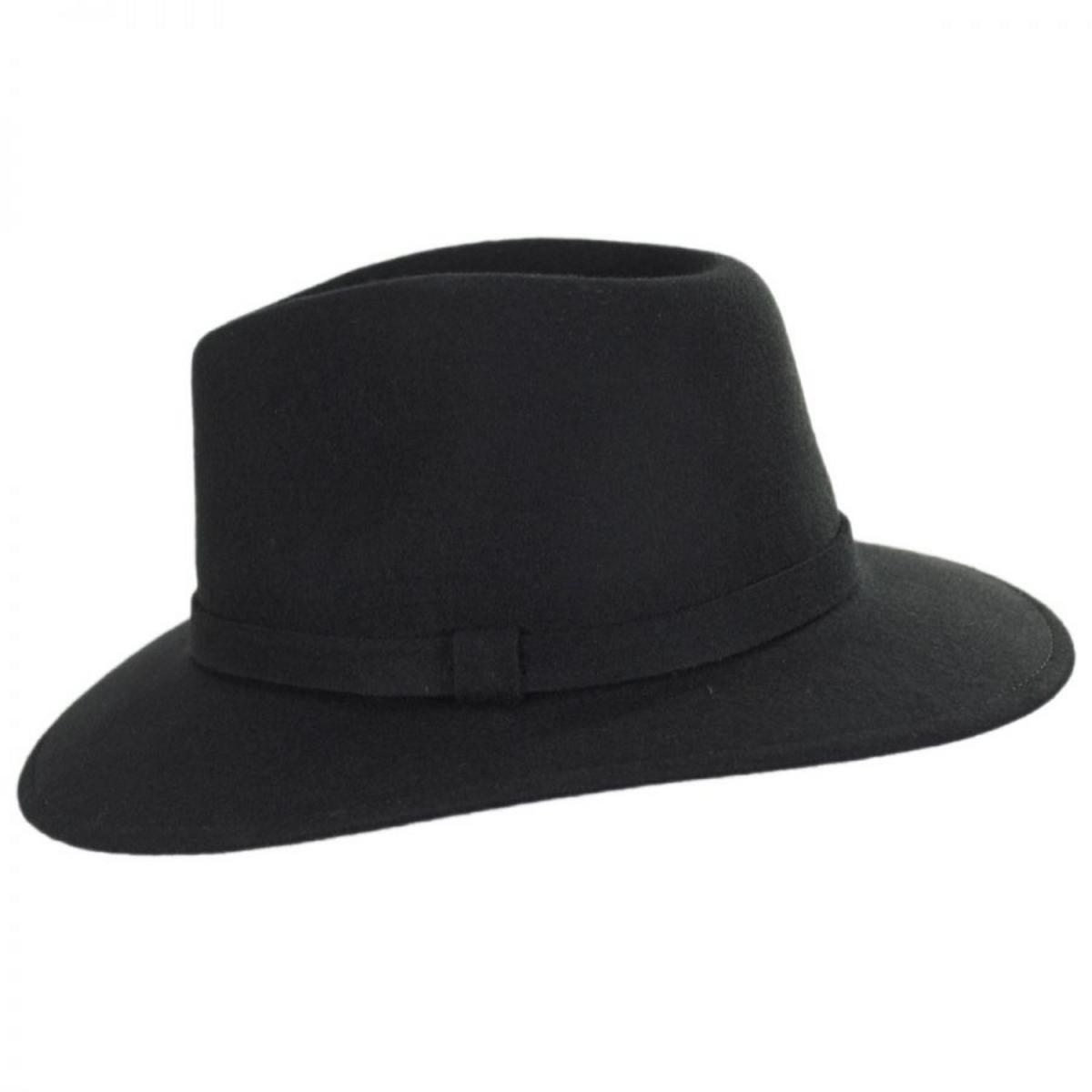 Stefeno Hats | Slope Earflap Wool Felt Fedora Hat | 136064 | profile | BLACK