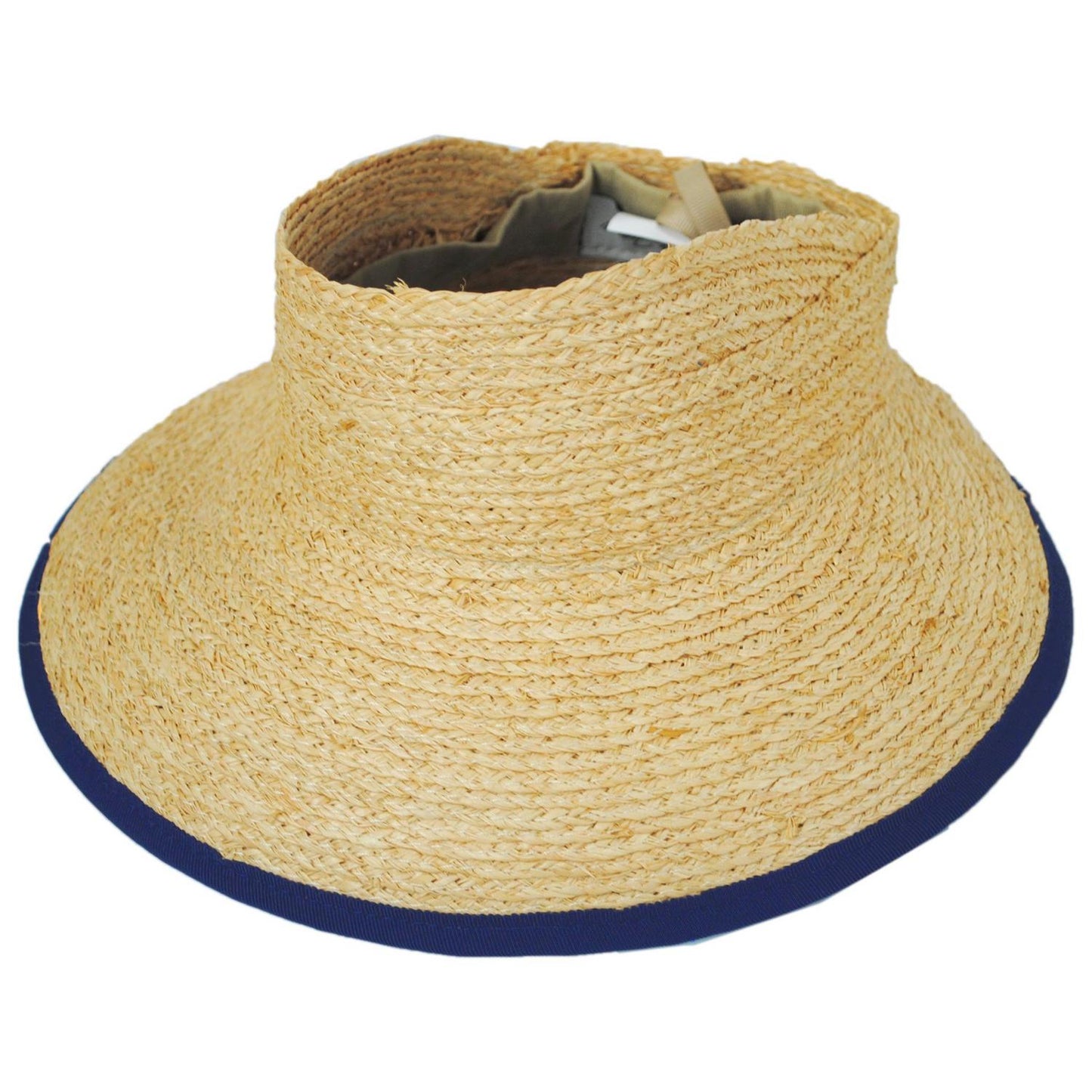 Kathy Jeanne | Updo Raffia Straw Visor | 198700 | lead | NATURAL/NAVY
