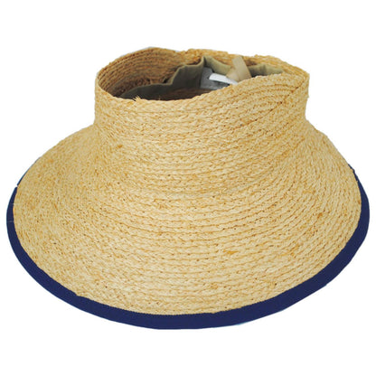 Kathy Jeanne | Updo Raffia Straw Visor | 198700 | lead | NATURAL/NAVY