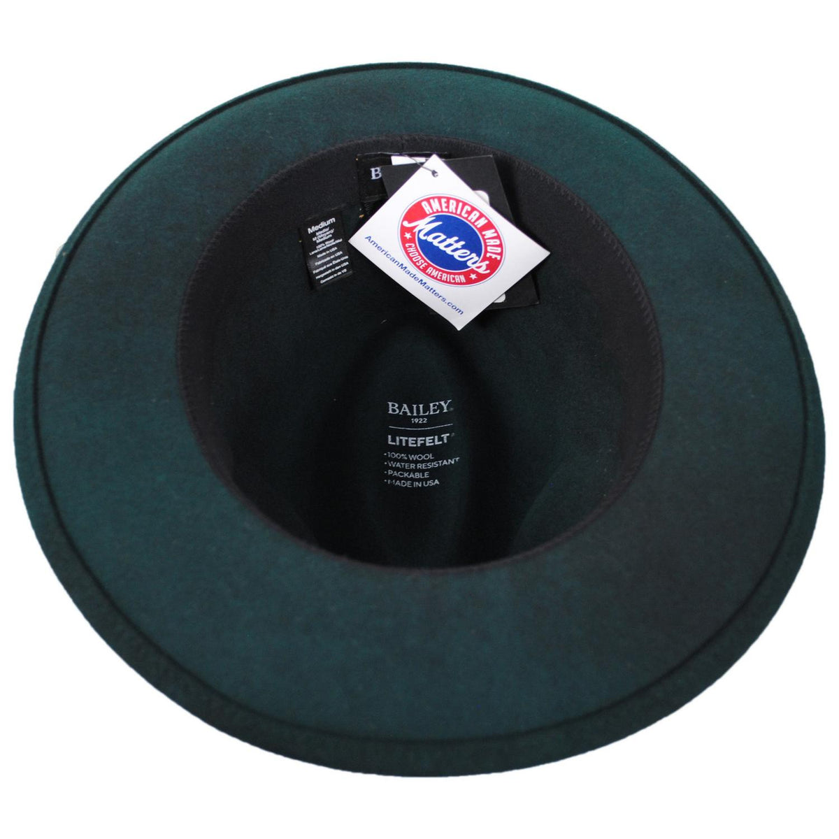 Bailey 1922 | Rawn Wool LiteFelt Fedora Hat | 133312 | under | VIRIDIAN