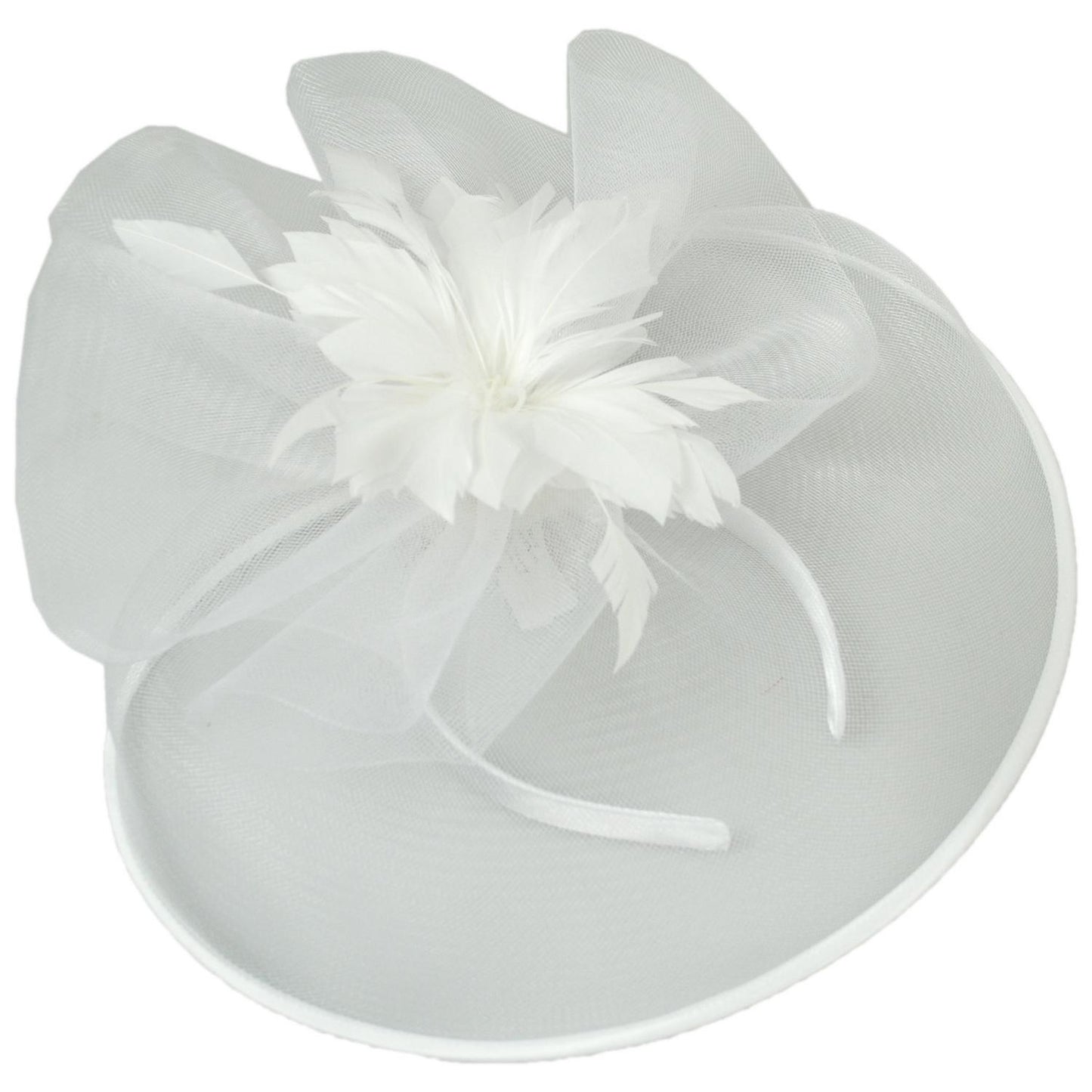 Sophia | Veiled Floral and Feather Mesh Fascinator Hat | 122903 | lead | WHITE