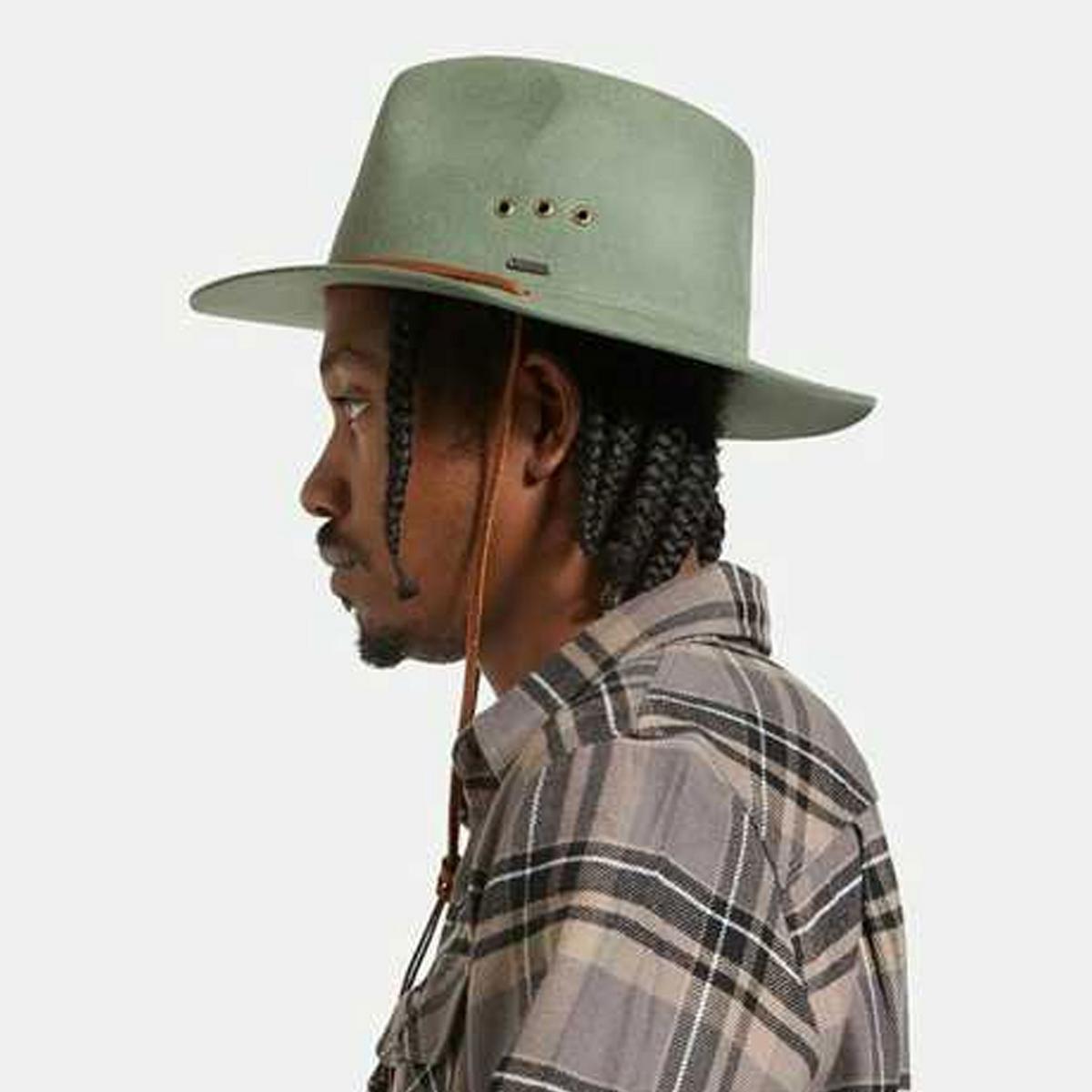 BRIXTON HATS | Wesley Weather Guard Wool Felt Packable Fedora Hat | 135609 | lsmone | LIGHT MOSS