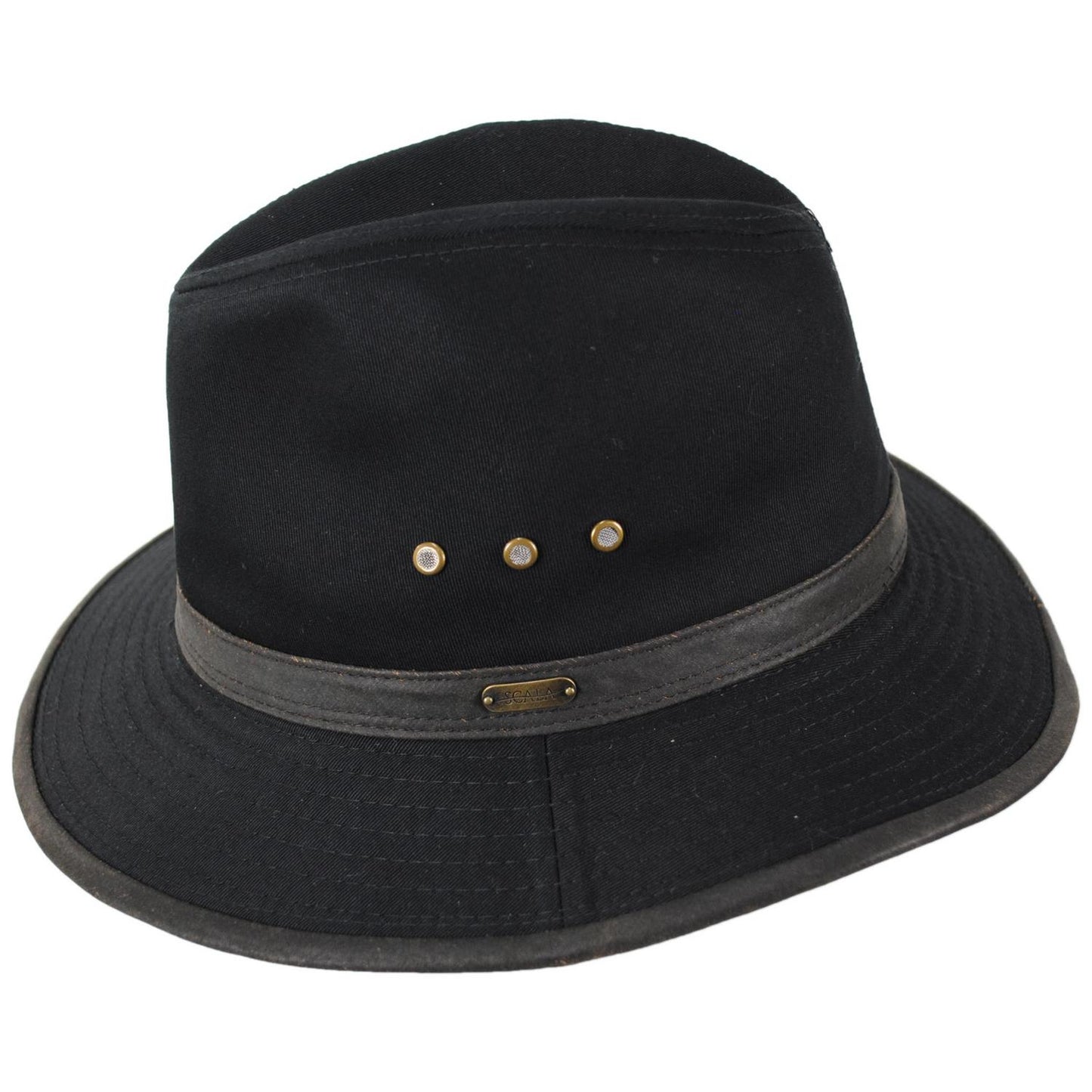 Scala | Maxson Cotton Twill Safari Fedora Hat | 140250 | profile | BLACK