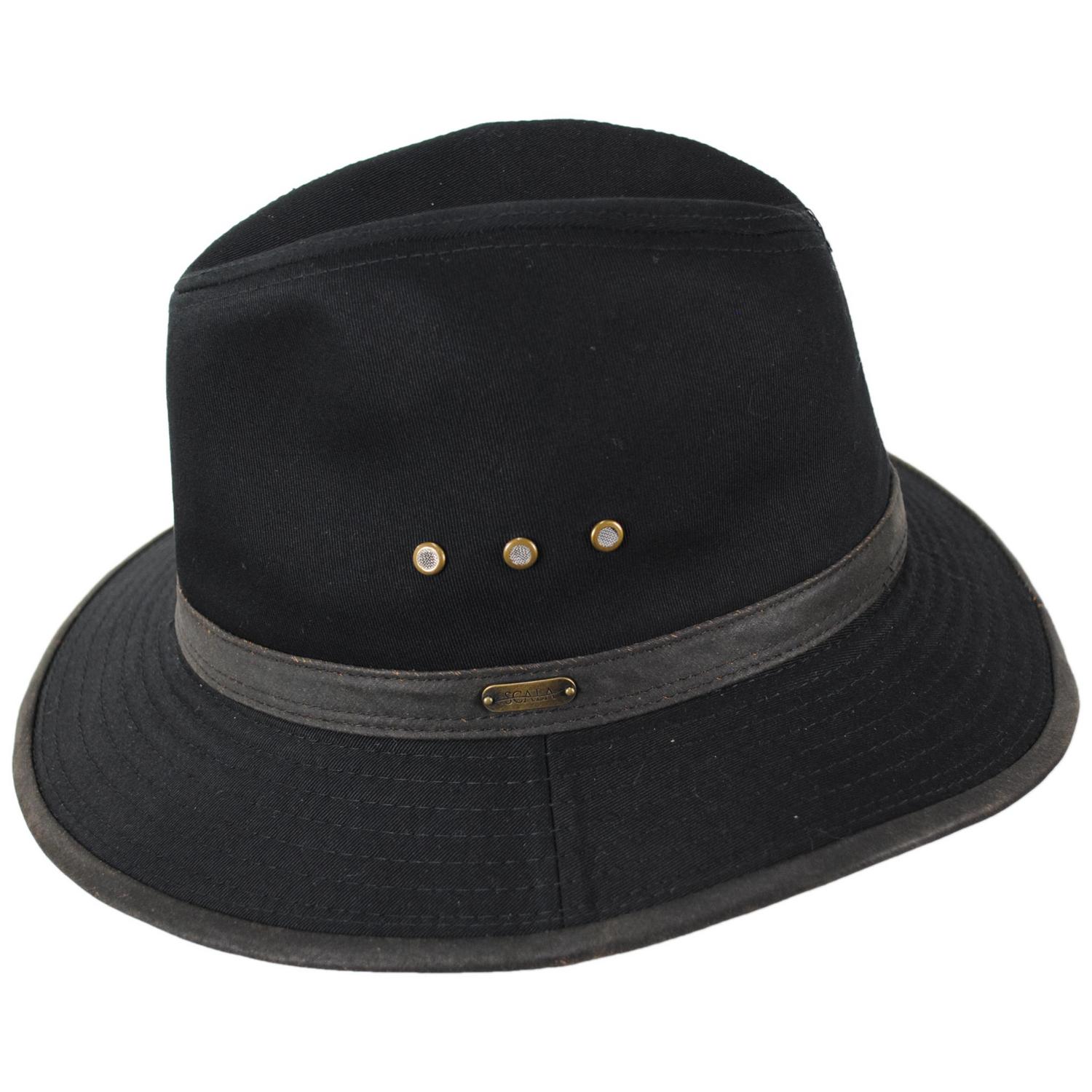 Scala | Maxson Cotton Twill Safari Fedora Hat | 140250 | profile | BLACK
