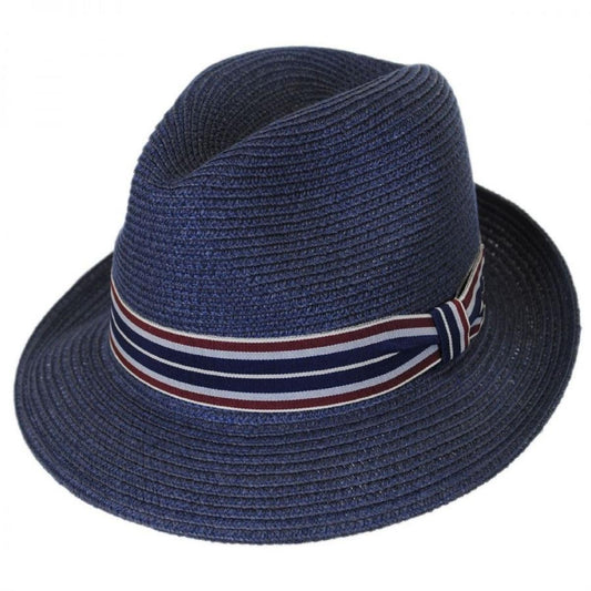 Bailey 1922 | Salem Braided Toyo Straw Fedora Hat | 127810 | lead | NAVY