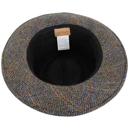 Scala | Barry Wool Blend Tweed Fedora Hat | 140170 | under | BROWN