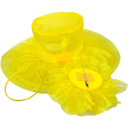 Sophia | Flower Clip Organza Dress Hat | 122910 | top | YELLOW