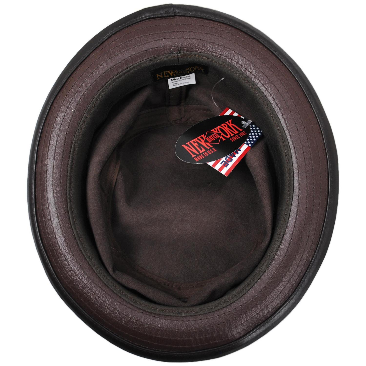 NEW YORK HAT CO | Lambskin Leather Bucket Hat | 187101 | under | BROWN