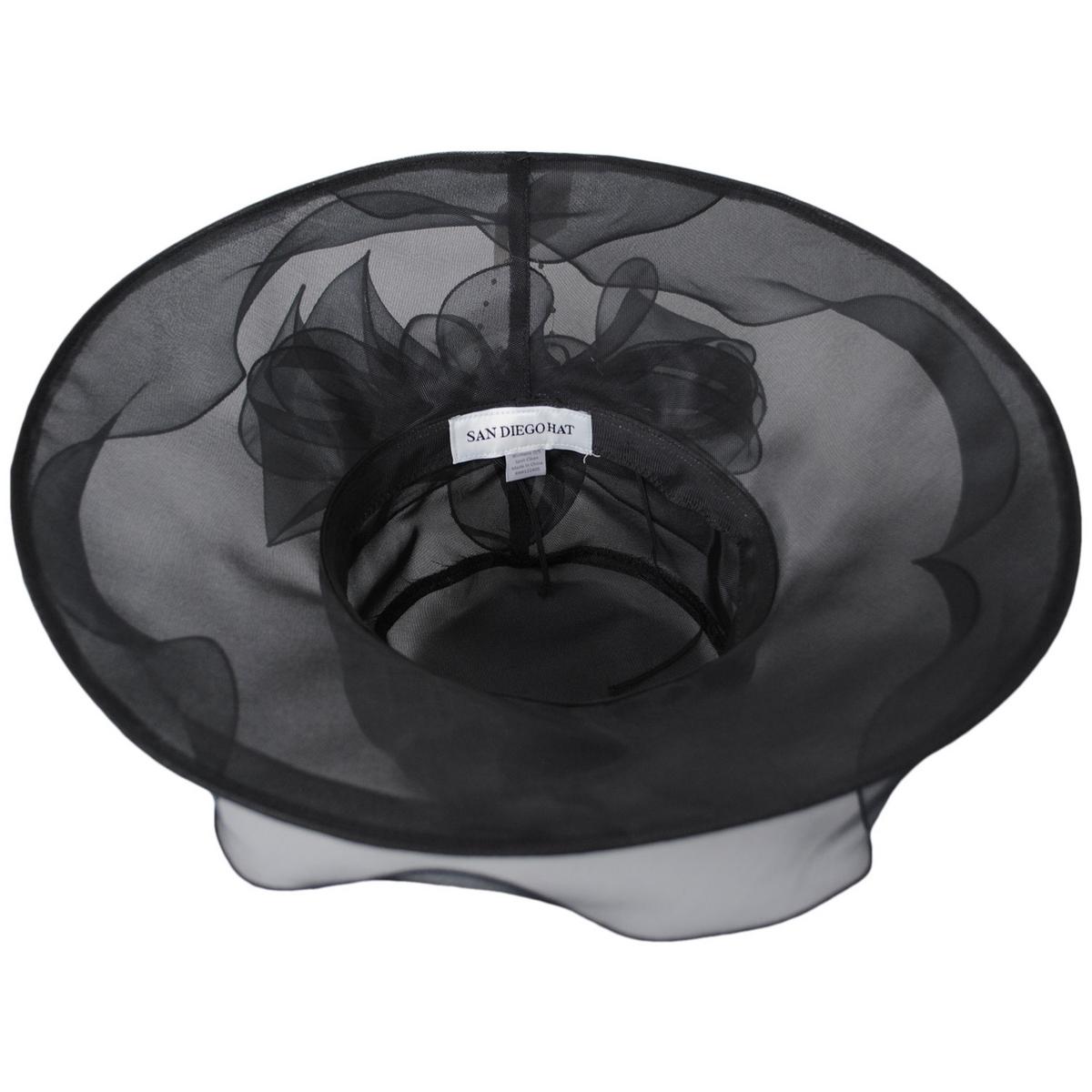 San Diego Hat Company | Organza Pearl Boater Dress Hat | 121052 | under | BLACK
