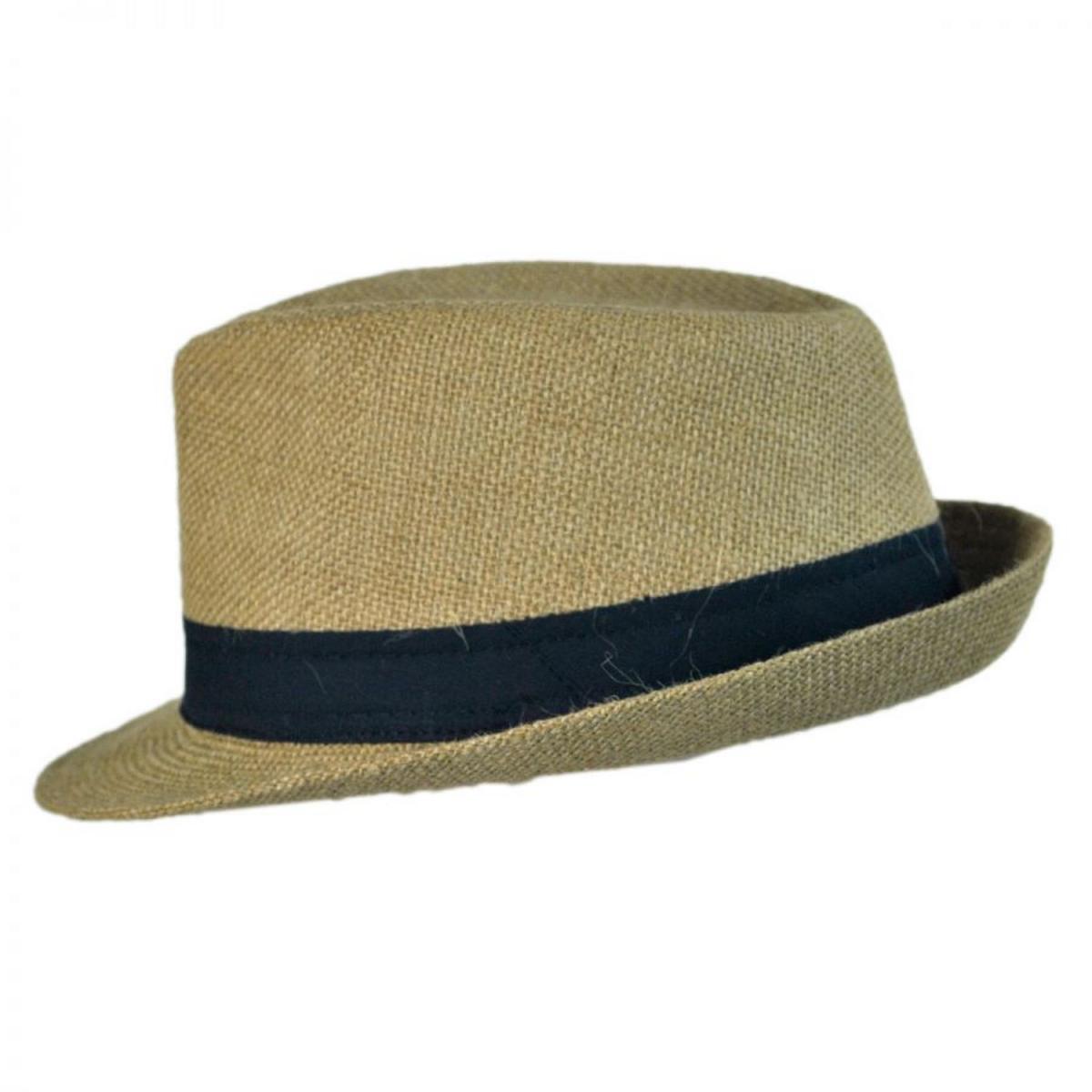 Jaxon Hats | Jute Fabric C-Crown Trilby Fedora Hat | 142315 | profile | TAN