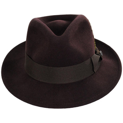 Jaxon Hats | C-Crown Crushable Wool Felt Fedora Hat | 135003 | front | BROWN