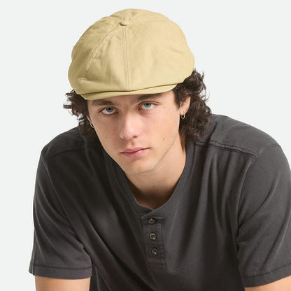 BRIXTON HATS | Brood Washed Cotton Twill Lightweight Newsboy Cap | 161578 | lsmone | WASHED KHAKI