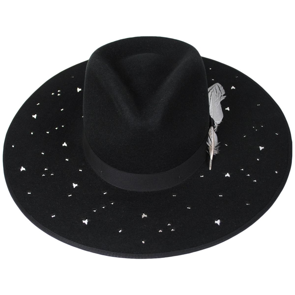 Stetson | Night Sky S Wide Brim Wool Felt Fedora Hat | 130721 | front | BLACK