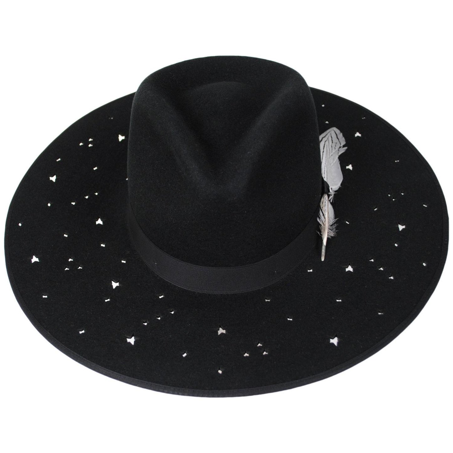 Stetson | Night Sky S Wide Brim Wool Felt Fedora Hat - Black | 130721B | front | BLACK