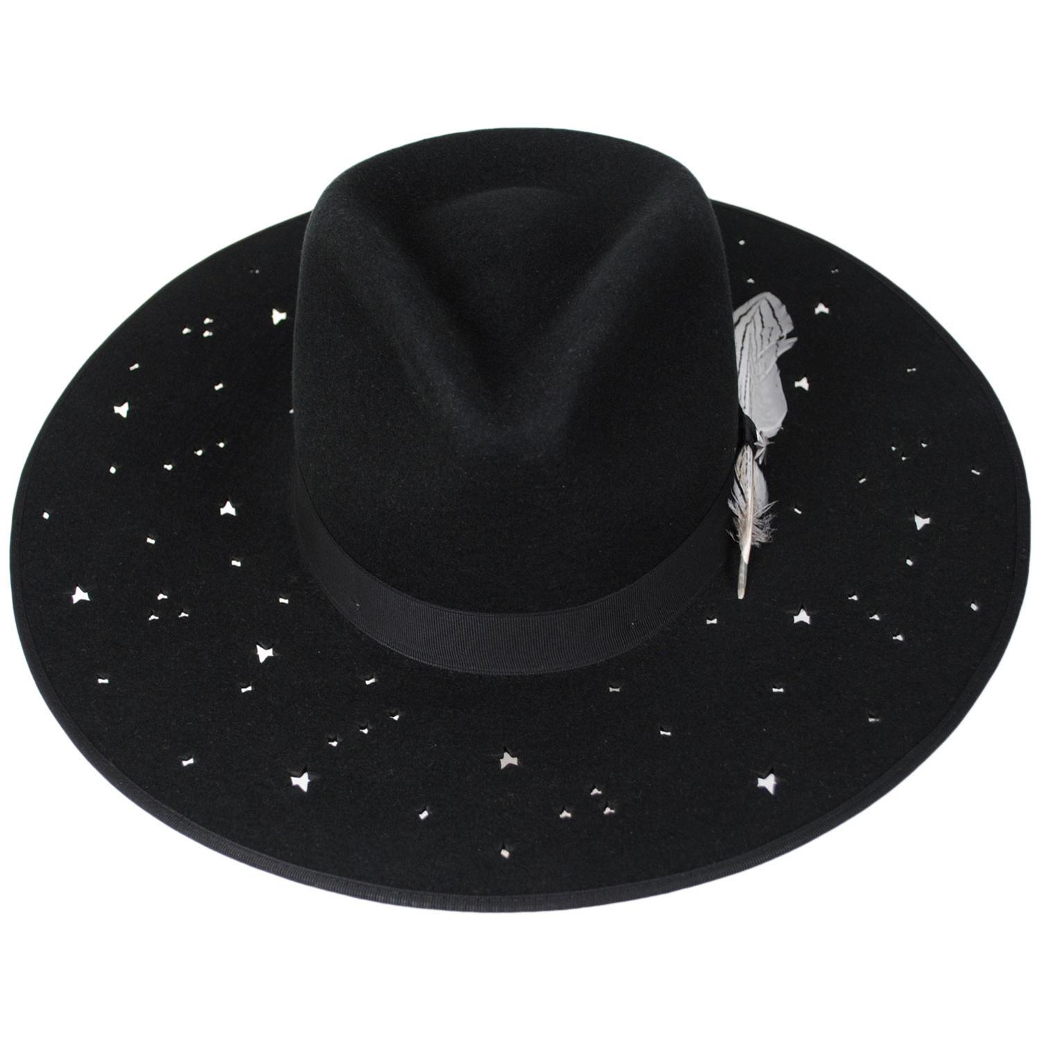 Stetson | Night Sky S Wide Brim Wool Felt Fedora Hat - Black | 130721B | front | BLACK