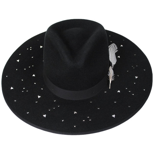 Stetson | Night Sky S Wide Brim Wool Felt Fedora Hat - Black | 130721B | front | BLACK