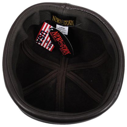 NEW YORK HAT CO | Six Panel Leather Skull Cap Beanie Hat | 142001 | under | BROWN