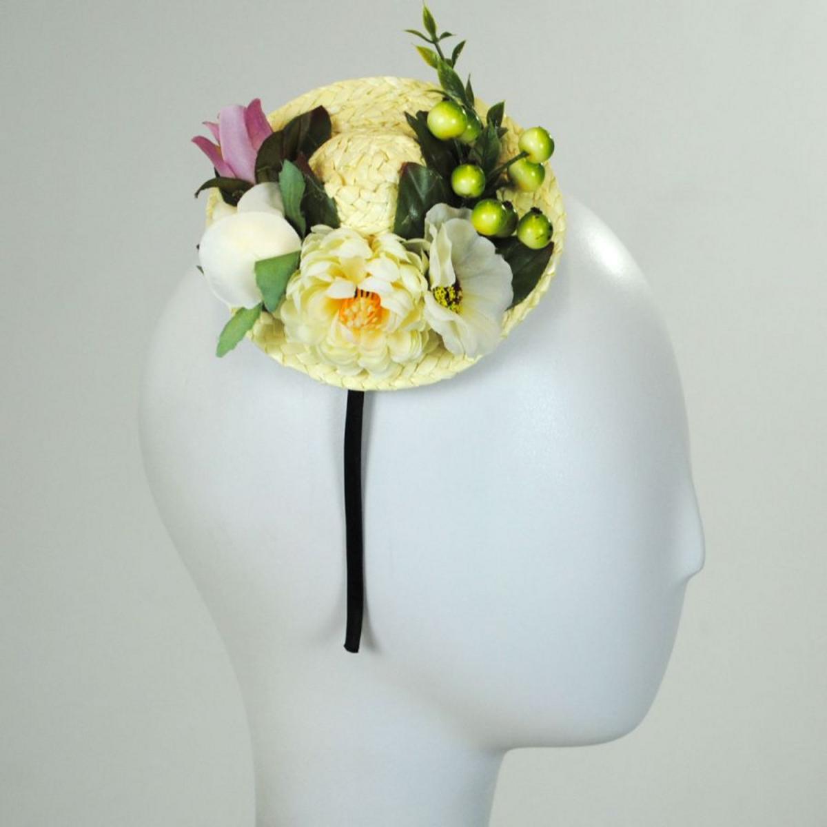 Jeanne Simmons | Pique Nique Fascinator | 120736 | front | NATURAL