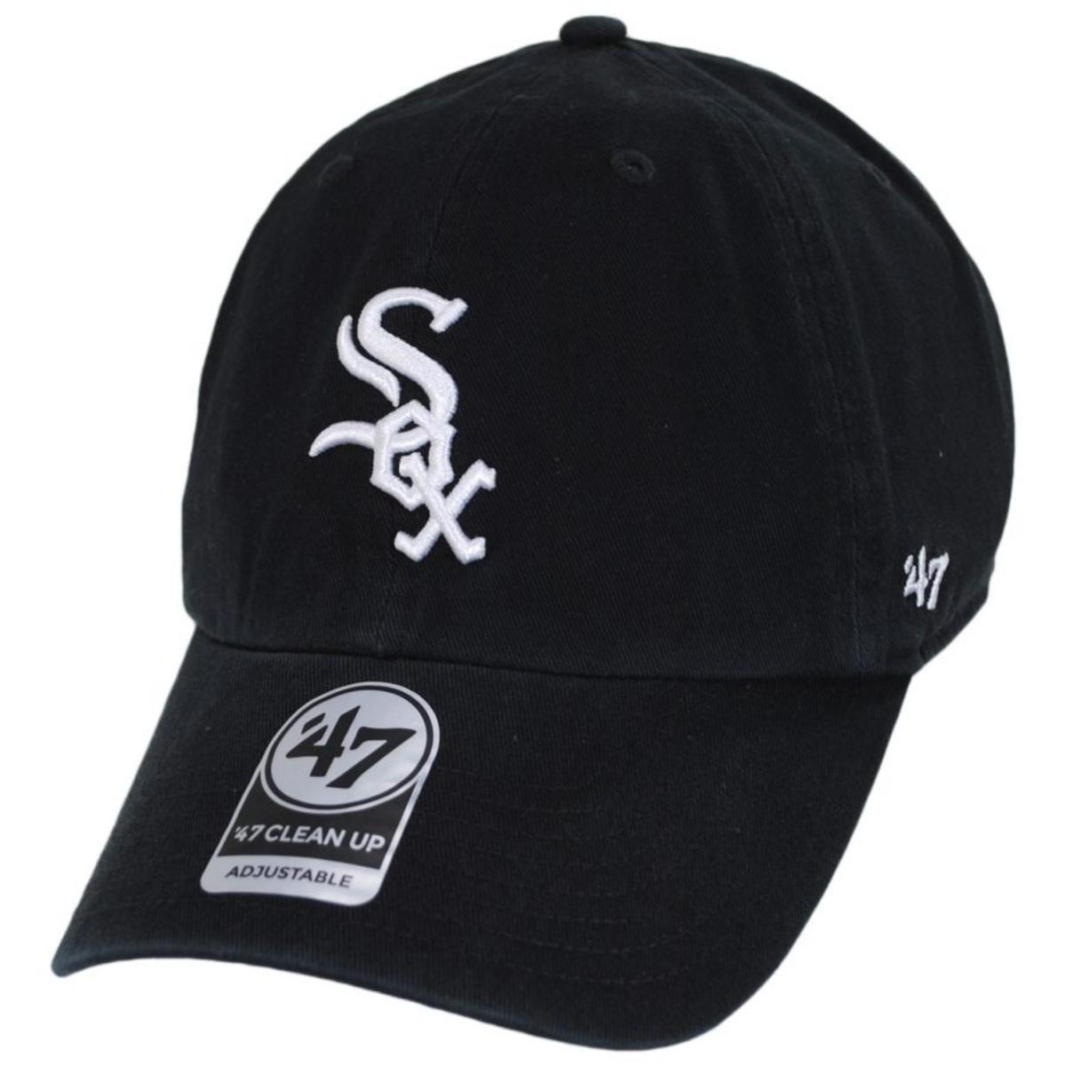 47 Brand | Chicago White Sox MLB Home Clean Up Strapback Baseball Cap Dad Hat | 203391 | lead | BLACK