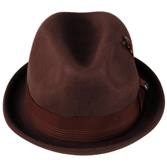 BRIXTON HATS | Gain Wool Felt Fedora Hat - Chestnut | 135600FW | front | CHESTNUT