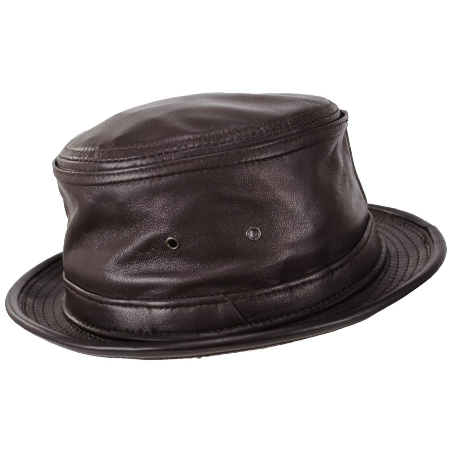 NEW YORK HAT CO | Lambskin Leather Bucket Hat | 187101 | profile | BROWN