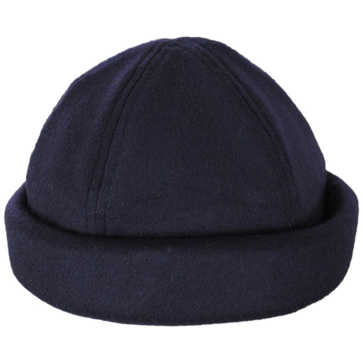 Dorfman Pacific | Melton Wool Blend Watch Cap Beanie Hat | 500048 | front | NAVY