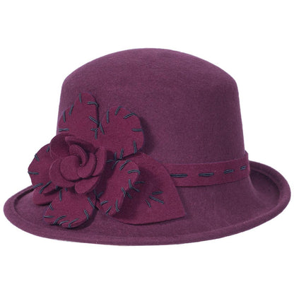 Toucan Collection | Saddle Stitch Rose Profile Wool Felt Cloche Hat - Made to Order