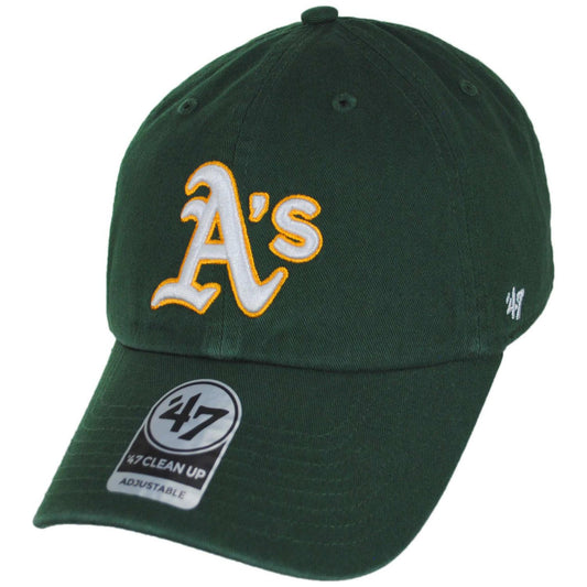 47 Brand | Oakland Athletics MLB Clean Up Strapback Baseball Cap Dad Hat | 203122 | lead | DARK GREEN