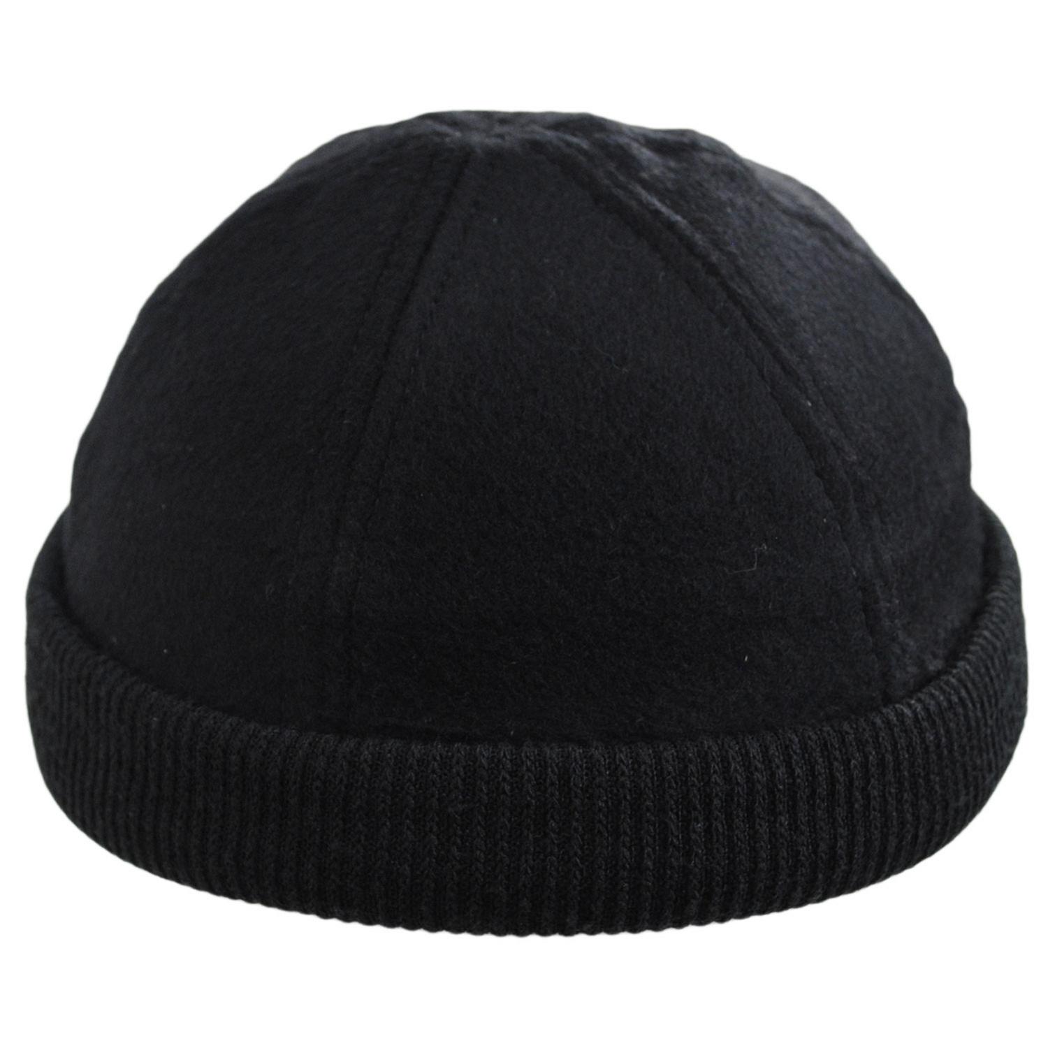 Dorfman Pacific | Skully Melton Wool Blend Skull Cap | 500042 | front | BLACK