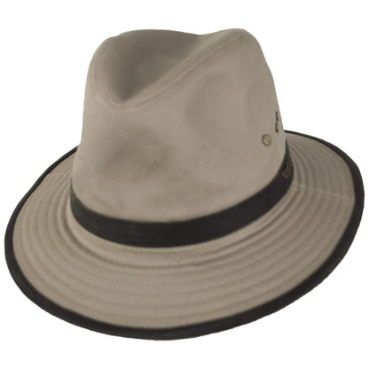 Scala | Maxson Cotton Twill Safari Fedora Hat | 140250 | lead | KHAKI