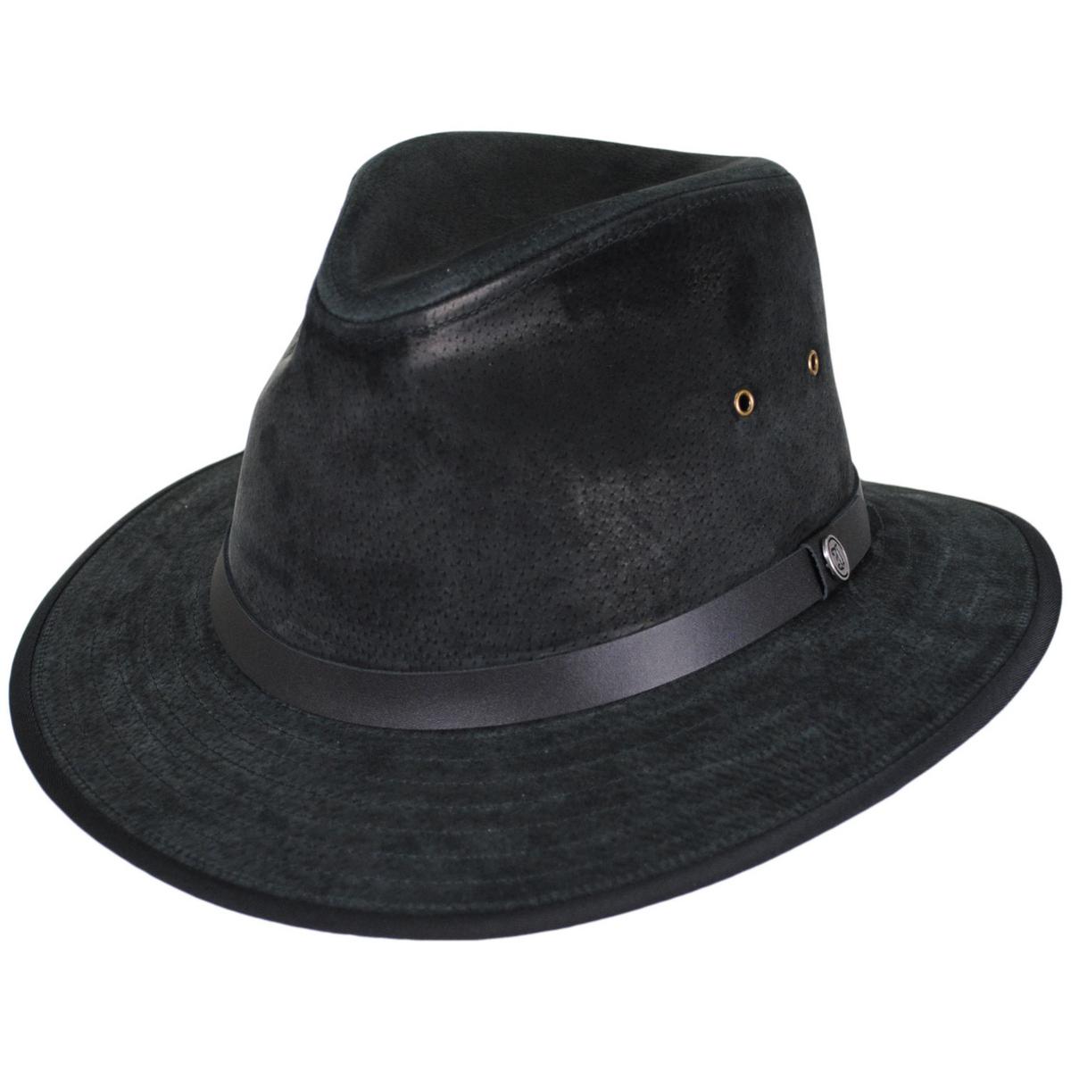 Jaxon Hats | Wholesale Nubuck Leather Safari Fedora Hat B2B Pre-Pack | B2B147200 | lead | BLACK