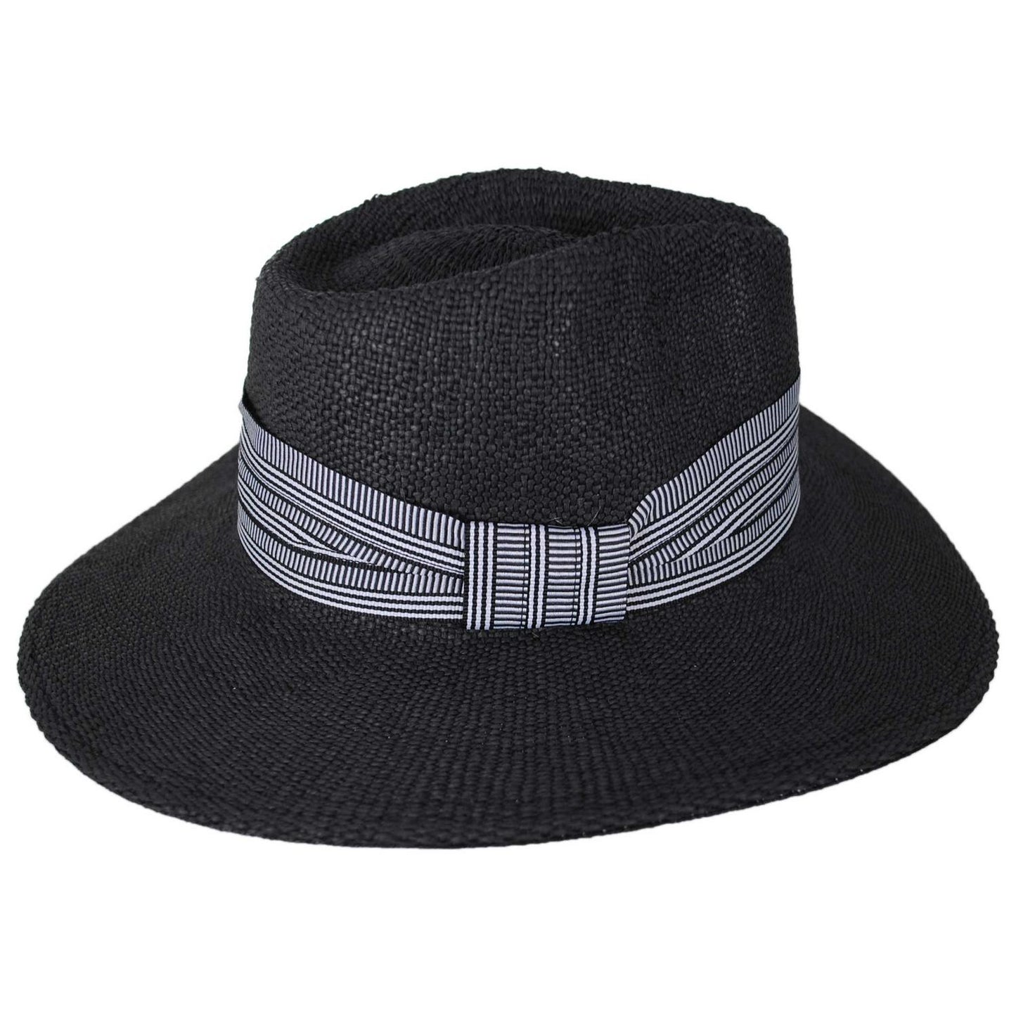 NIKKI BEACH | Jane Toyo Straw Fedora Hat | 102654 | profile | BLACK