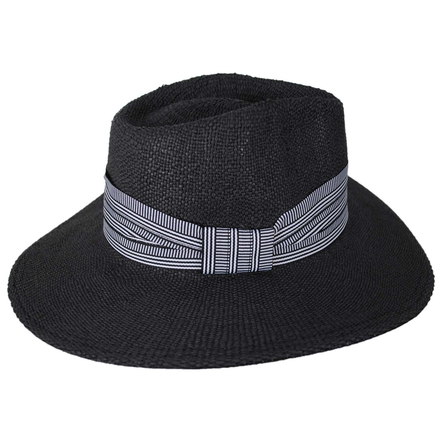 NIKKI BEACH | Jane Toyo Straw Fedora Hat | 102654 | profile | BLACK