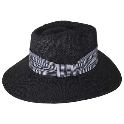 NIKKI BEACH | Jane Toyo Straw Fedora Hat | 102654 | profile | BLACK