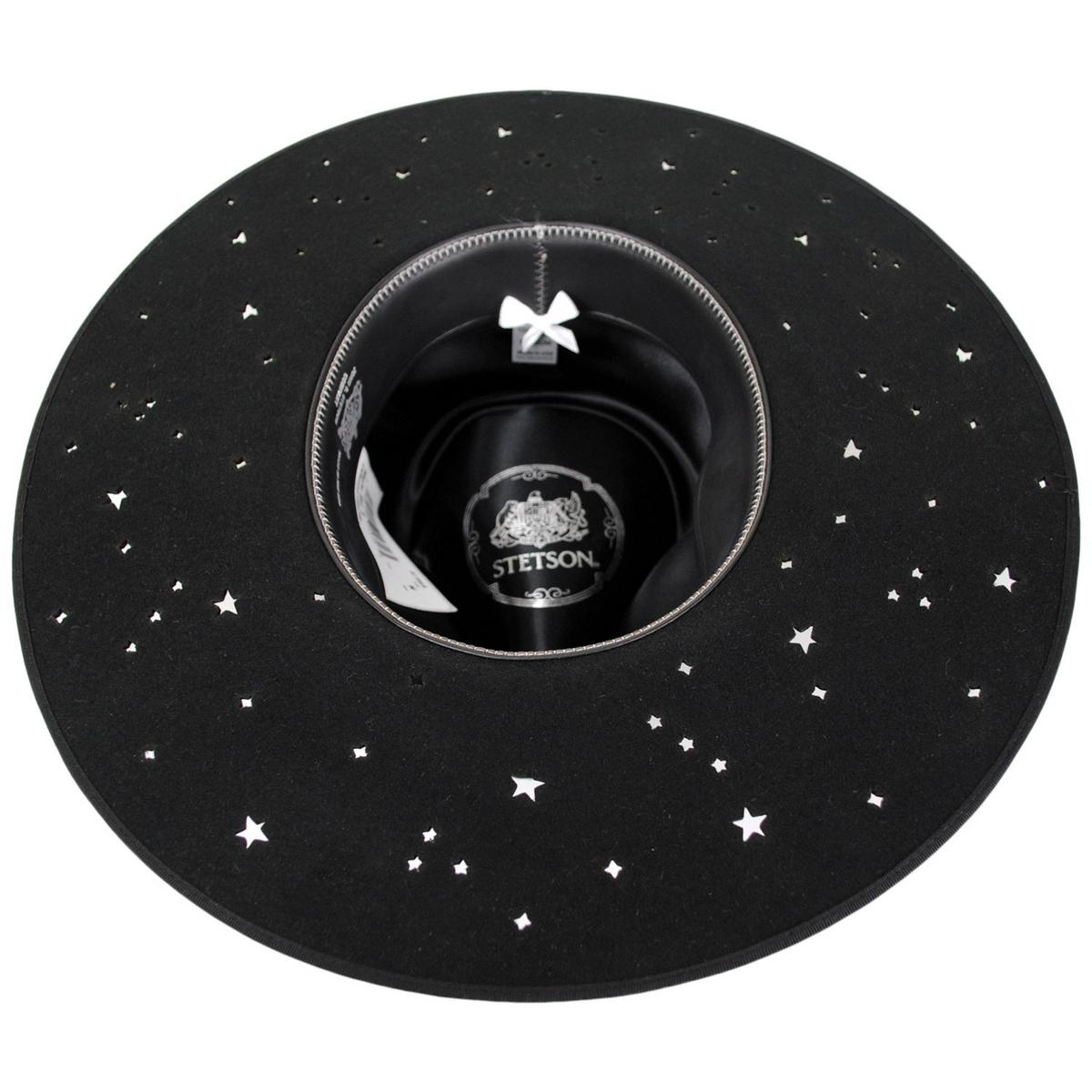 Stetson | Night Sky S Wide Brim Wool Felt Fedora Hat | 130721 | under | BLACK
