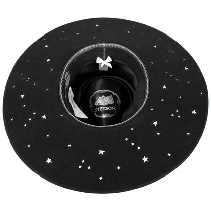 Stetson | Night Sky S Wide Brim Wool Felt Fedora Hat | 130721 | under | BLACK