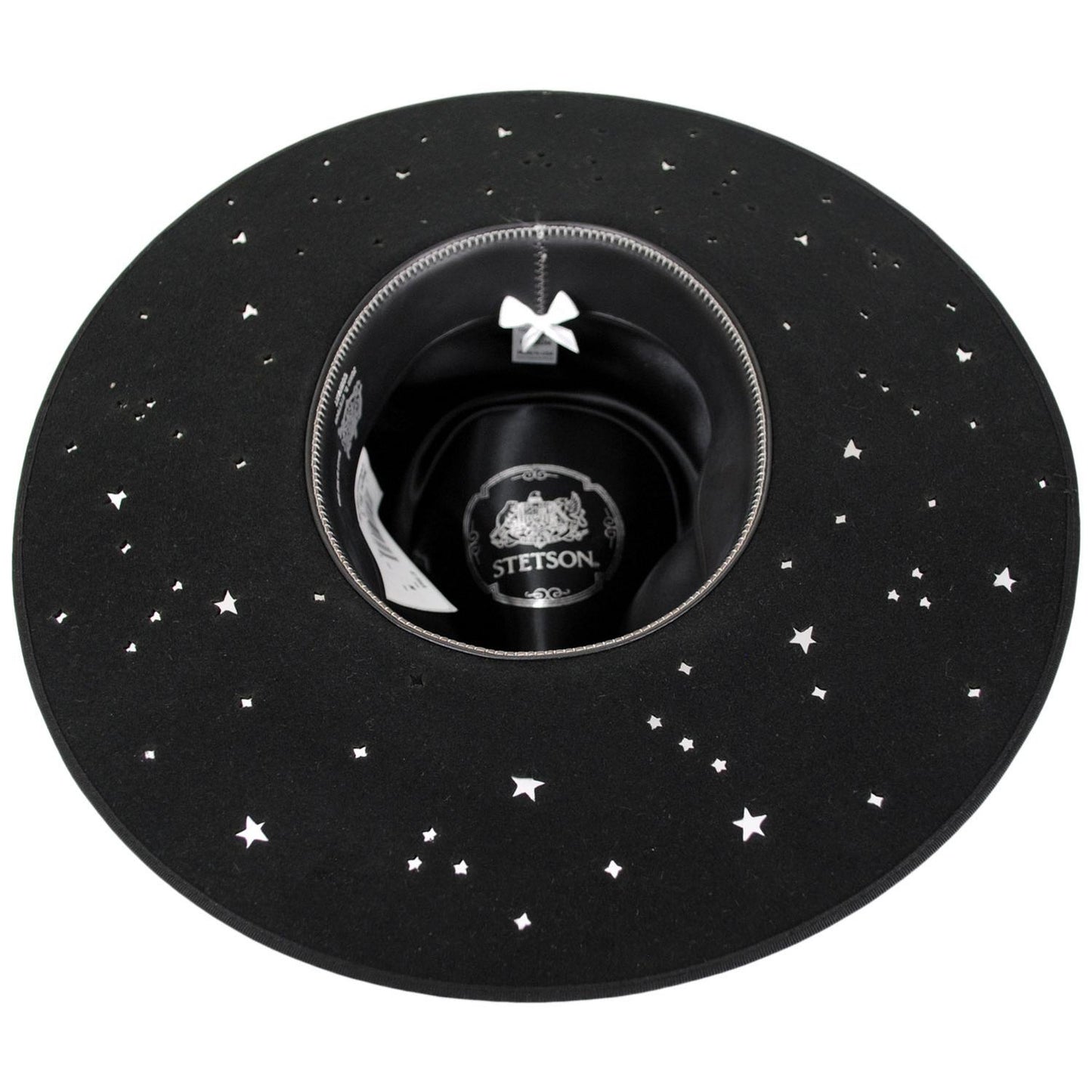 Stetson | Night Sky S Wide Brim Wool Felt Fedora Hat - Black | 130721B | under | BLACK