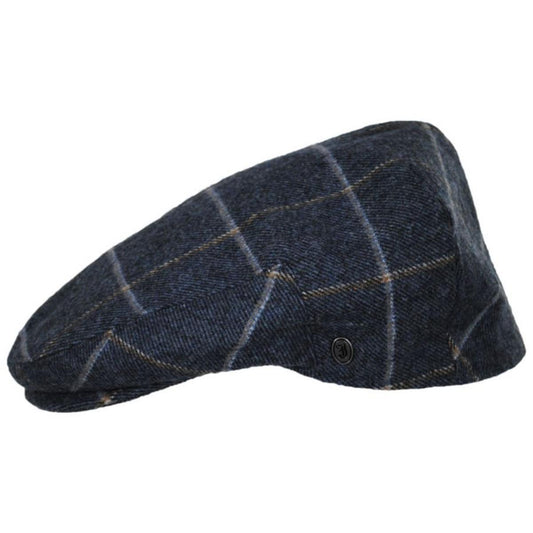 Jaxon Hats | Gaslamp Windowpane Plaid Wool Blend Ivy Cap | 167575 | profile | DENIM BLUE