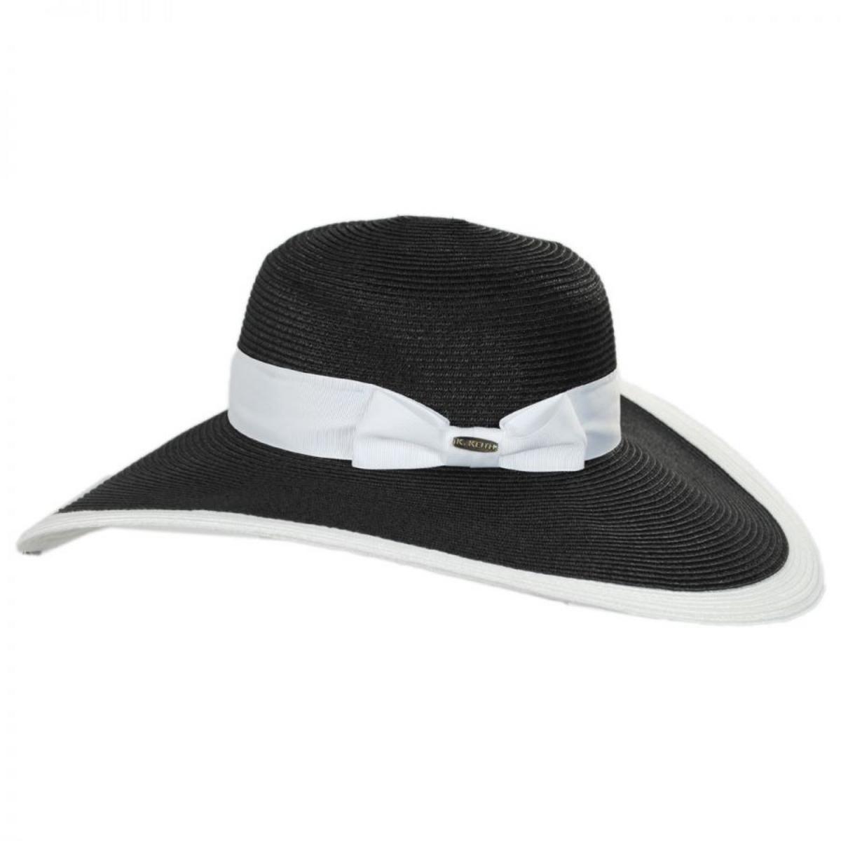 Karen Keith | Resort Straw Swinger Wide Brim Hat | 102217 | profile | BLACK/WHITE