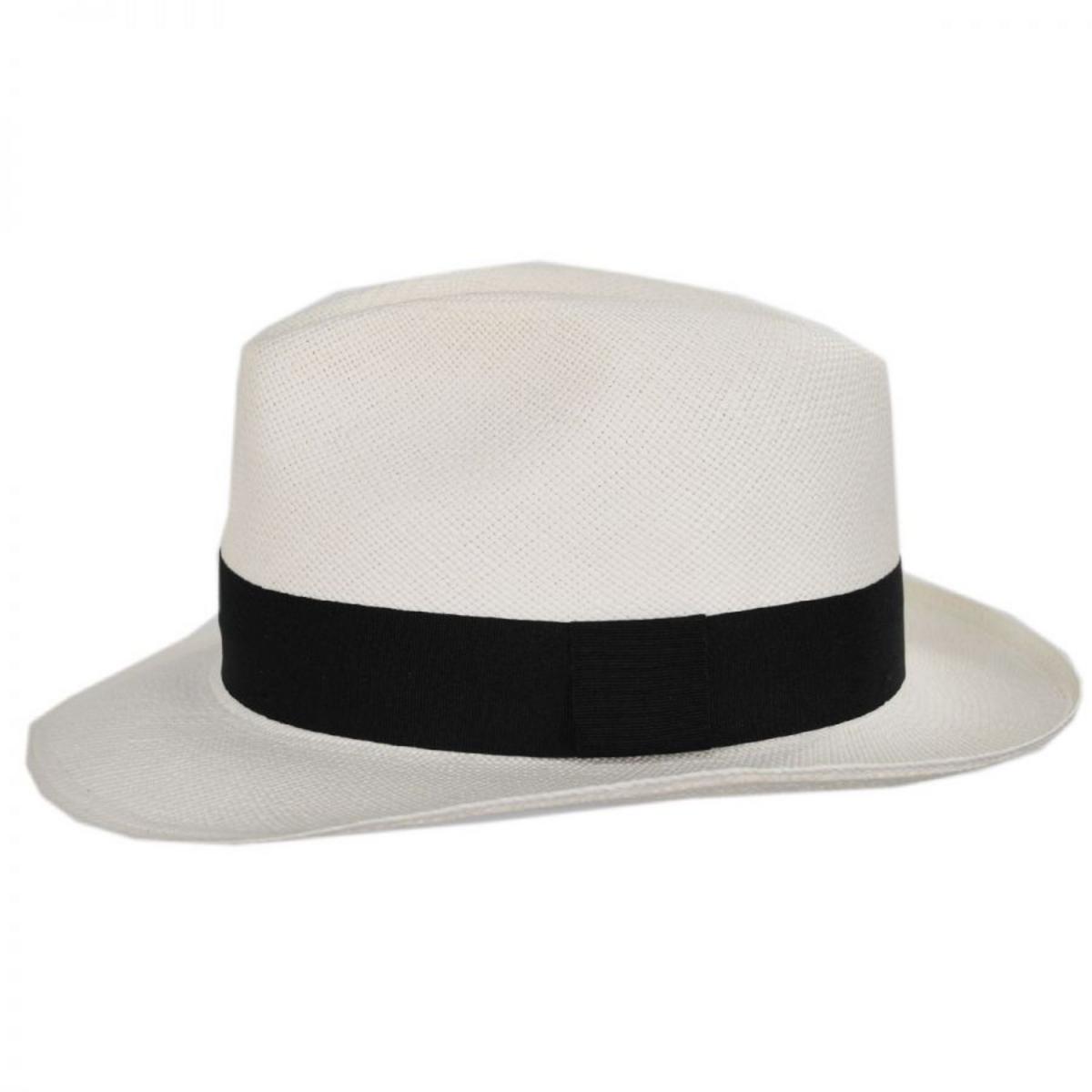 Bigalli | Puerto Cayo Panama Straw Fedora Hat | 129218 | profile | WHITE