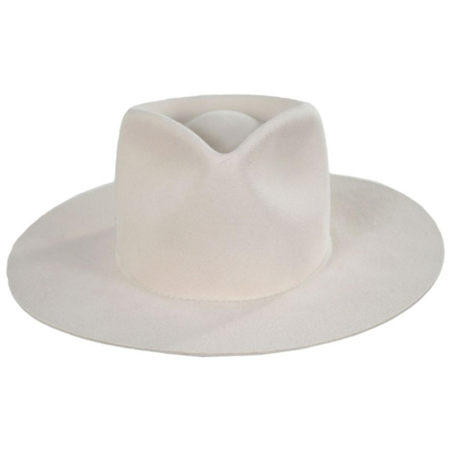 Betmar | Georgia Wide Brim Wool Felt Fedora Hat | 123173 | front | WHISPER WHITE