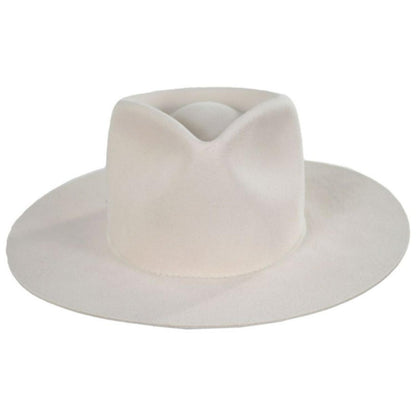 Betmar | Georgia Wide Brim Wool Felt Fedora Hat | 123173 | front | WHISPER WHITE