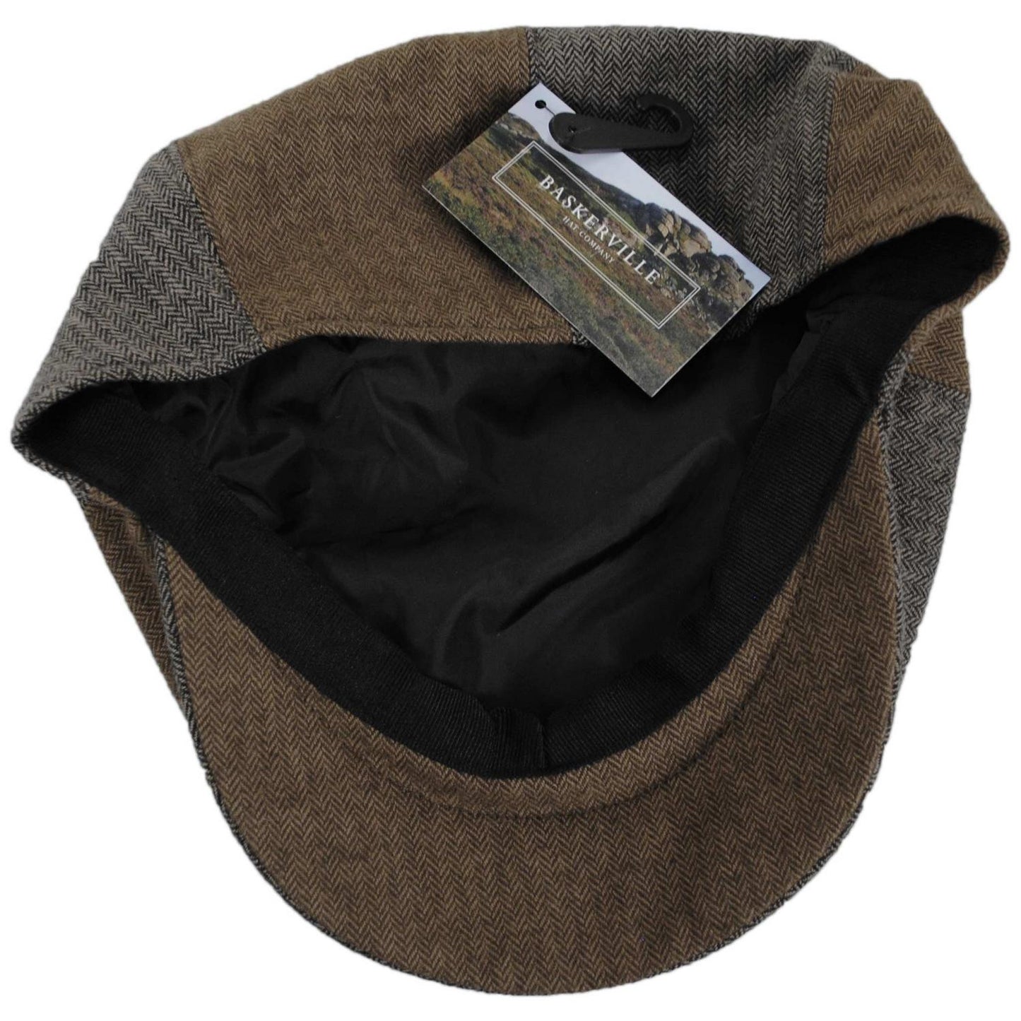 Baskerville Hat Company | Reading Cotton Mixed Herringbone Newsboy Cap | 167682 | under | BROWN/GREY