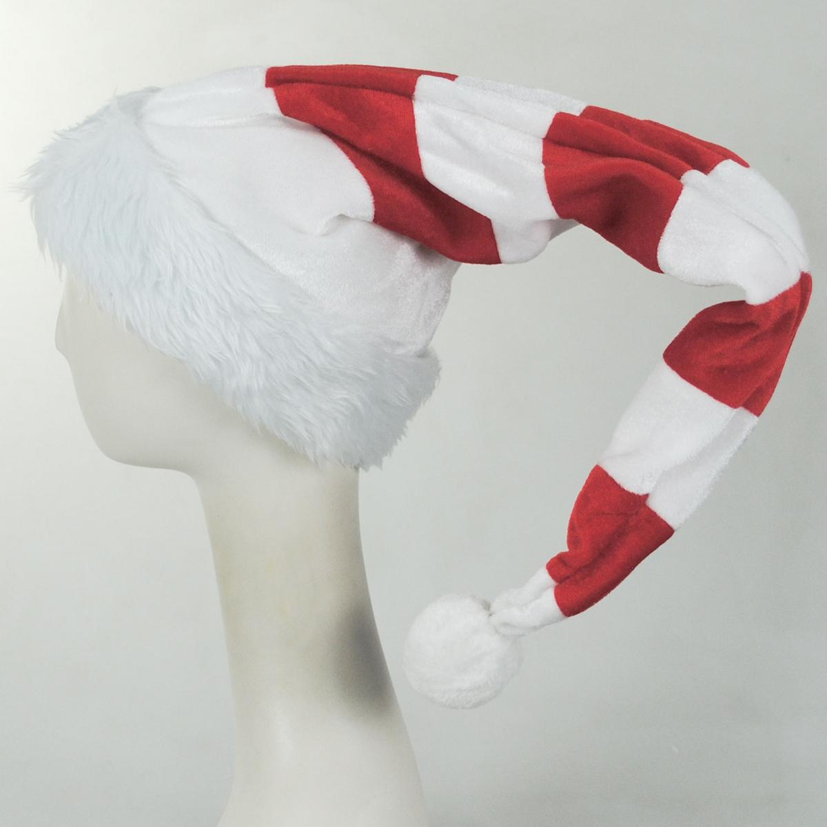 Jacobson | Flashing Pom Striped Santa Hat | 191553 | profile | RED/WHITE