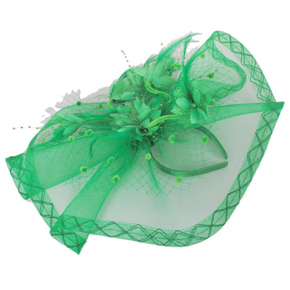 Sophia | Floral Feathered Mesh Fascinator Hat | 122906 | lead | GREEN
