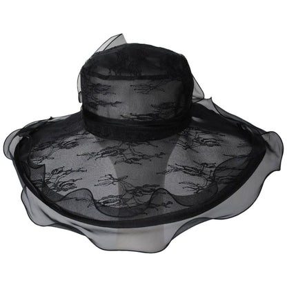 San Diego Hat Company | Organza Lace Boater Dress Hat | 121051 | front | BLACK