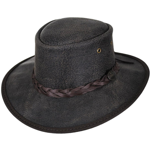 Barmah | Boar Leather Foldaway Drover Hat | 400906 | lead | CHARCOAL